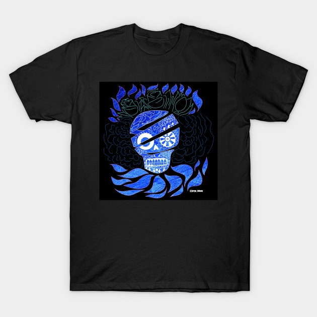 Deep blue skull ecopop T-Shirt by jorge_lebeau